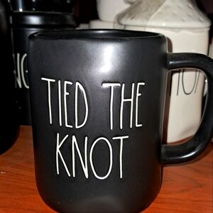 New! Rae Dunn TIED THE KNOT black matte ceramic mug.